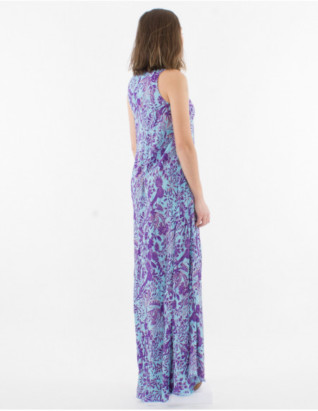 Maxi vestido de poliéster con estampado sari