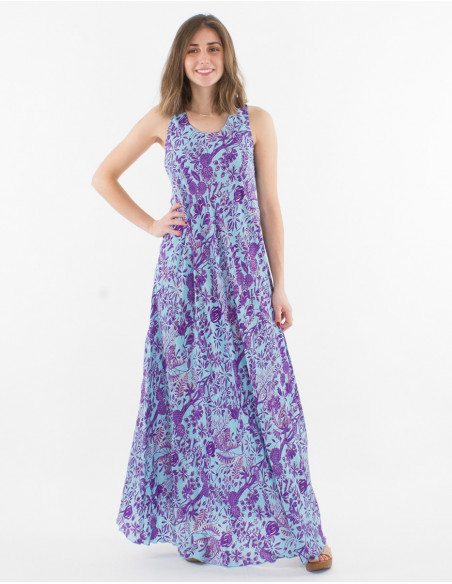 Maxi vestido de poliéster con estampado sari