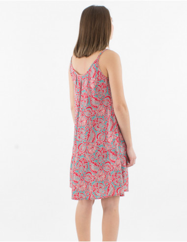 Vestido corto de poliéster con tirantes de sari