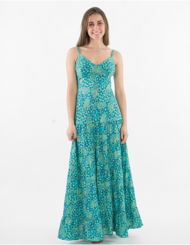 Vestido largo de poliéster estampado Jaipur con...