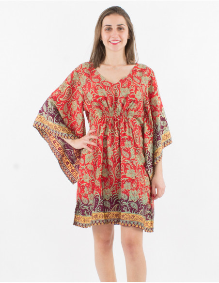 Caftán túnica poliéster estampado sari