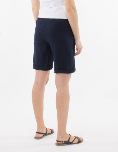 Pantalon corto 70% viscosa 30% lino talla elastica