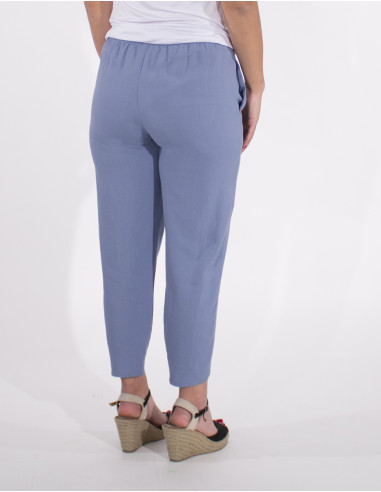Pantalon 54% lino 46% viscosa 2 bolsillos...