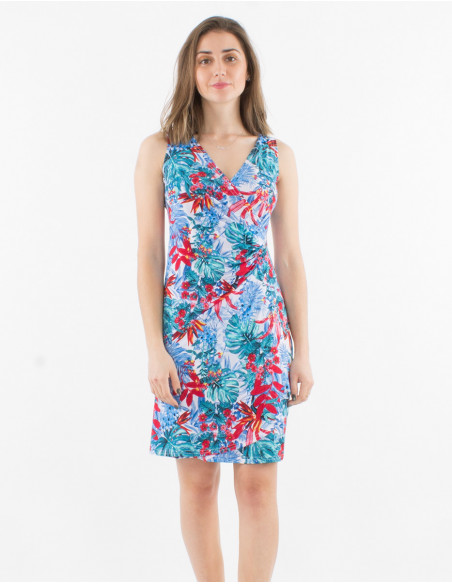 Vestido malla 96% poliester 4% elastano sin mangas estampado martinique