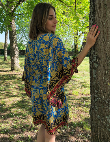 Caftán túnica poliéster estampado sari