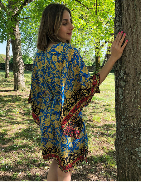 Caftán túnica poliéster estampado sari