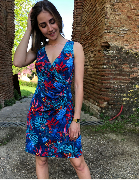 Vestido malla 96% poliester 4% elastano sin mangas estampado martinique