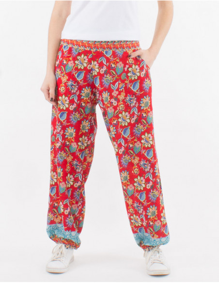 Pantalon poliester estampado holi flower