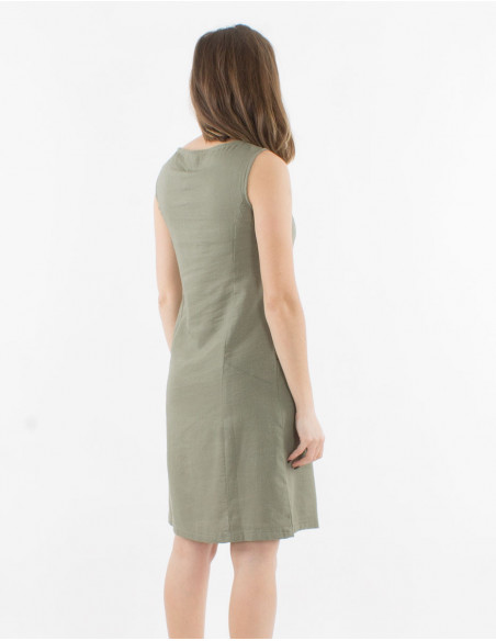Vestido 54% lino 46% viscosa sin mangas con zip