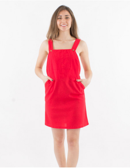 Vestido corto 91% algodon 9% lino tipo peto