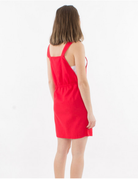 Vestido corto 91% algodon 9% lino tipo peto