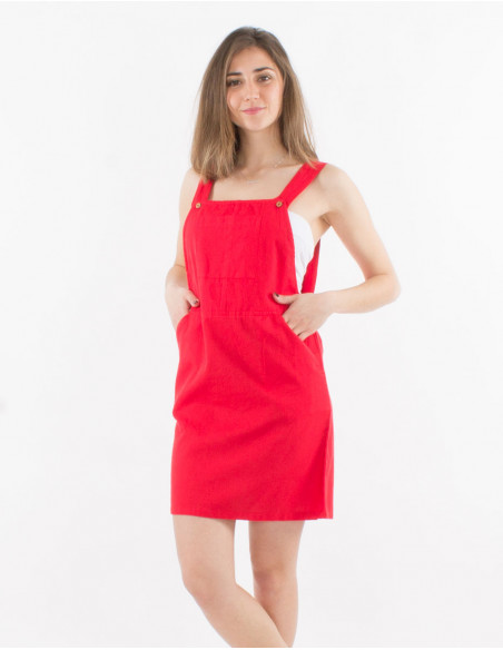 Vestido corto 91% algodon 9% lino tipo peto