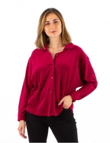 Blusa malla 95% poliester 5% elastano con botones terciopelo ras