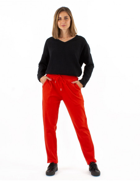 Blusa algodon doblada gasa cuello v