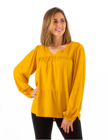 Blusa viscosa cuello v estampado cachemire