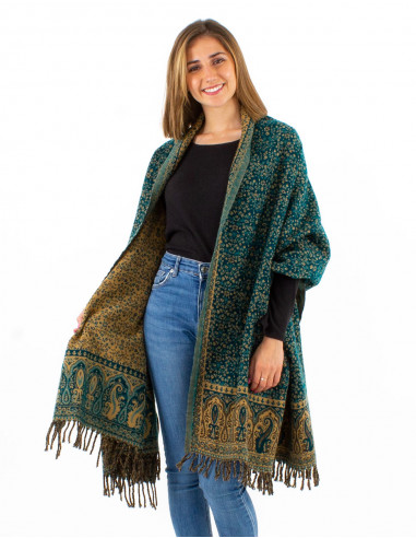 Bufanda acrilico jacquard pequeñas flores
