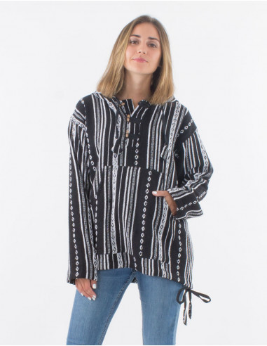 Chaqueta 3 boutones algodon capucha raya gheri