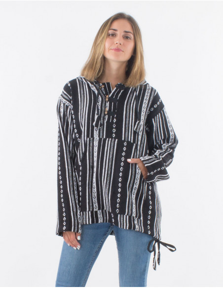 Chaqueta 3 boutones algodon capucha raya gheri