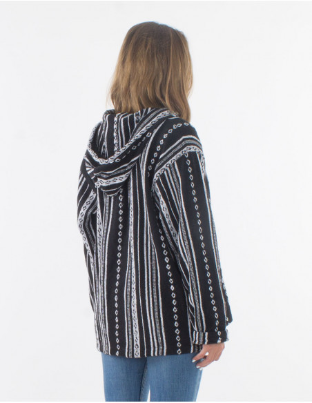 Chaqueta 3 boutones algodon capucha raya gheri