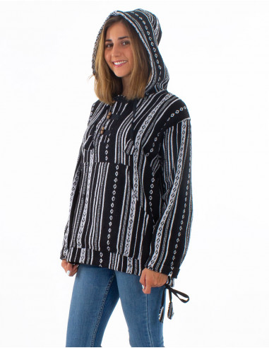 Chaqueta 3 boutones algodon capucha raya gheri