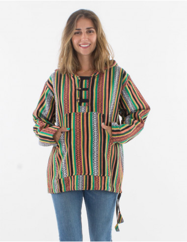 Chaqueta 3 boutones algodon capucha raya gheri