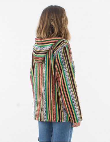 Chaqueta 3 boutones algodon capucha raya gheri