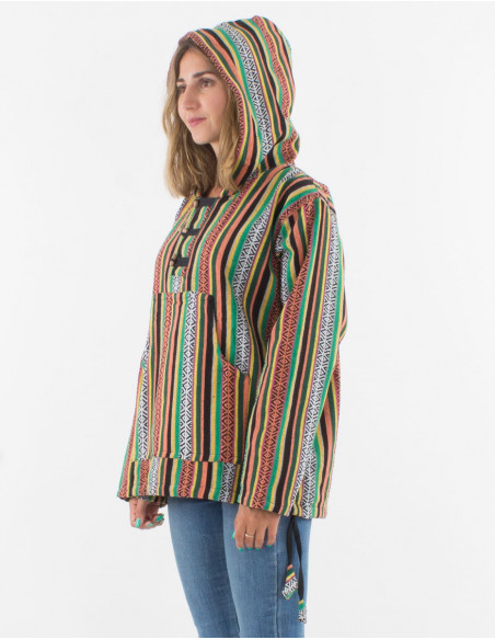 Chaqueta 3 boutones algodon capucha raya gheri