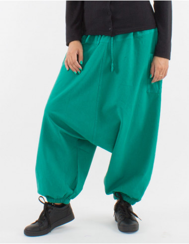 Sarouel algodon liso con  bolsillos talla elastica