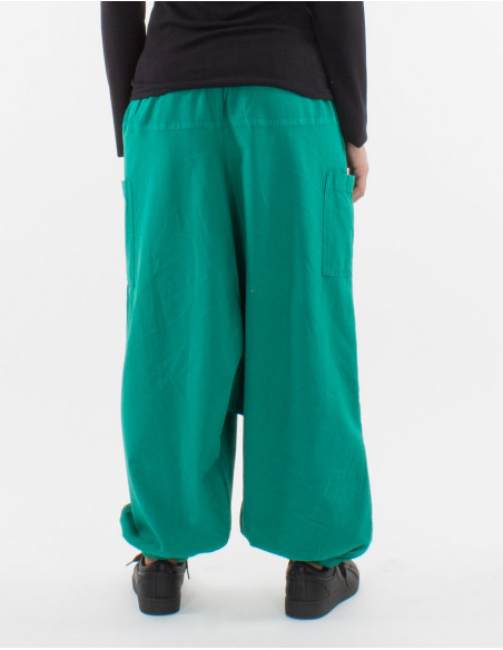 Sarouel algodon liso con  bolsillos talla elastica