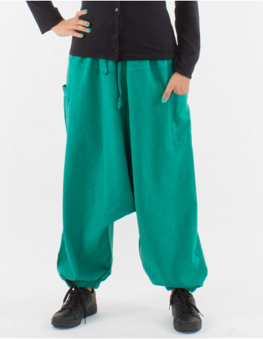 Sarouel algodon liso con  bolsillos talla elastica