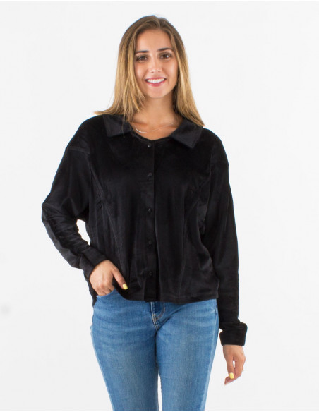 Blusa malla 95% poliester 5% elastano con botones terciopelo ras