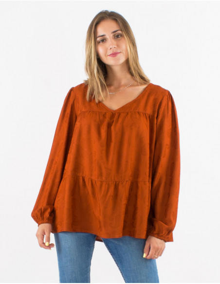 Blusa viscosa cuello v estampado cachemire