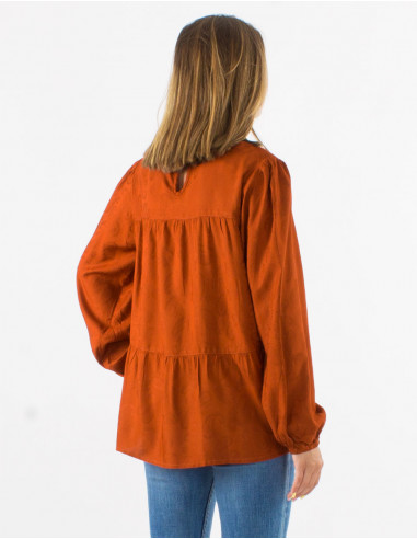 Blusa viscosa cuello v estampado cachemire