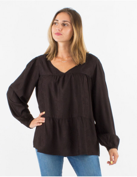 Blusa viscosa cuello v estampado cachemire