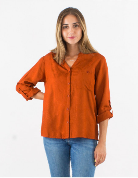 Blusa viscosa estampado cachemire con botones