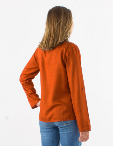 Blusa viscosa estampado cachemire con botones