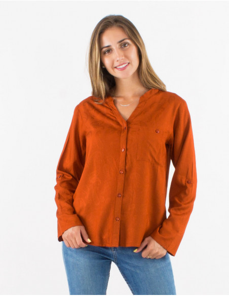 Blusa viscosa estampado cachemire con botones