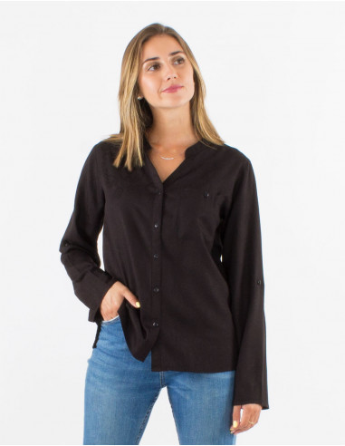 Blusa viscosa estampado cachemire con botones