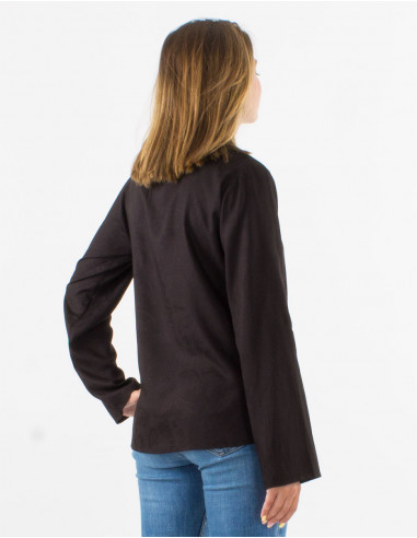 Blusa viscosa estampado cachemire con botones