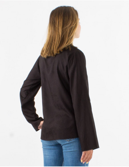 Blusa viscosa estampado cachemire con botones