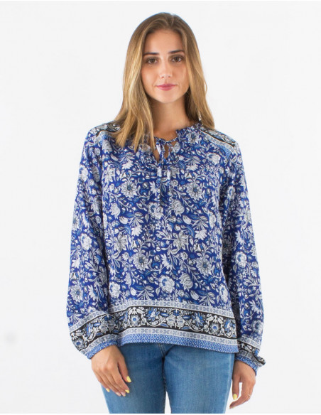 Blusa poliester estampado pivoine