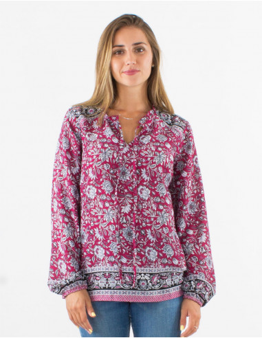 Blusa poliester estampado pivoine