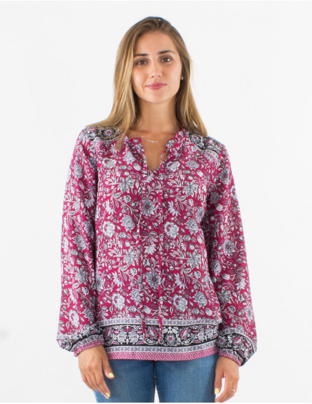Blusa poliester estampado pivoine