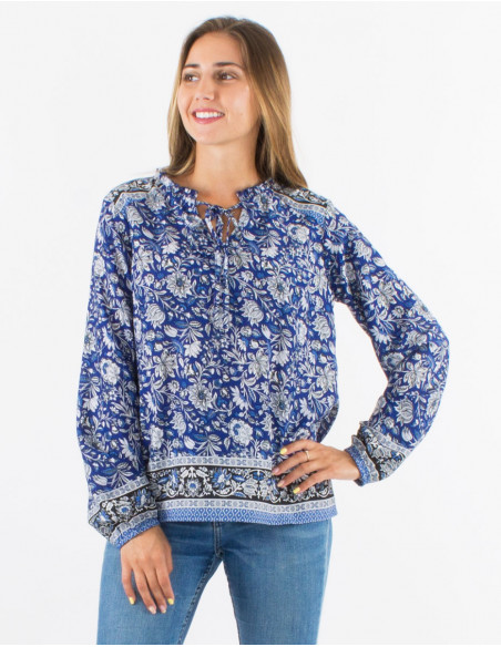 Blusa poliester estampado pivoine