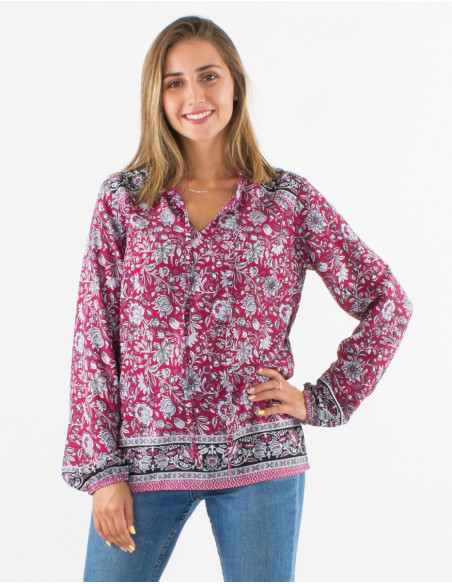 Blusa poliester estampado pivoine