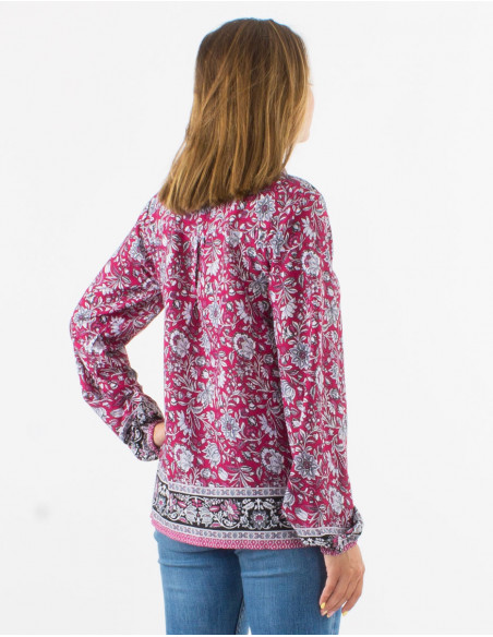 Blusa poliester estampado pivoine