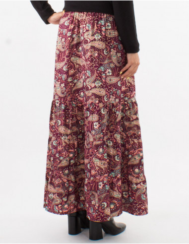 Falda poliester doblada con volantes estampado...