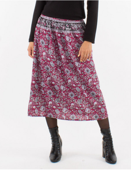 Falda poliester doblada estampado pivoine