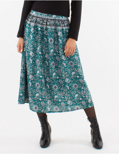 Falda poliester doblada estampado pivoine