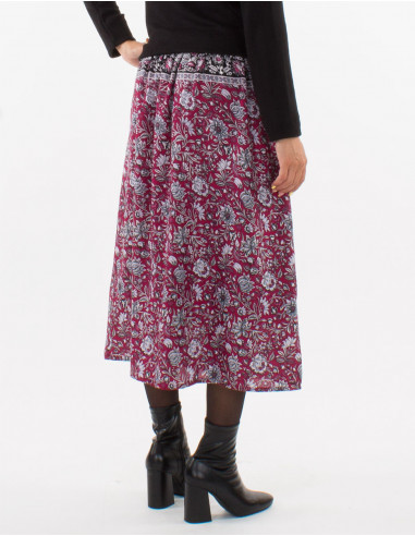 Falda poliester doblada estampado pivoine